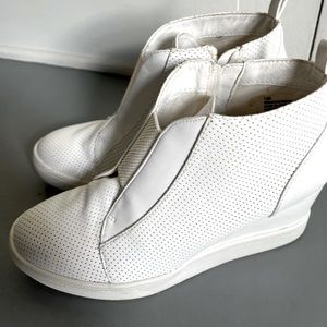 White wedge booties
